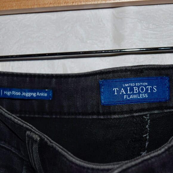 Talbots Petite 8P Black Jeans Crystal Embellished High Rise Ankle Straight - Picture 9 of 9